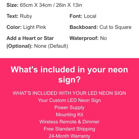 Custom “Ruby” Neon Sign - Picture 5 of 5